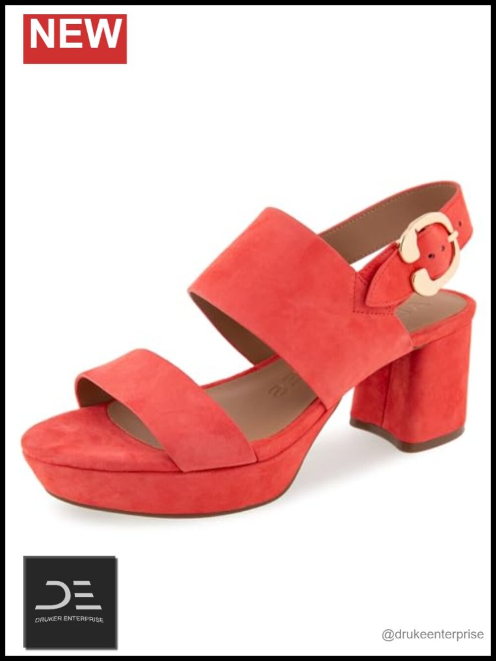 Suede Platform Heeled Sandals with Adjustable Ankle Strap